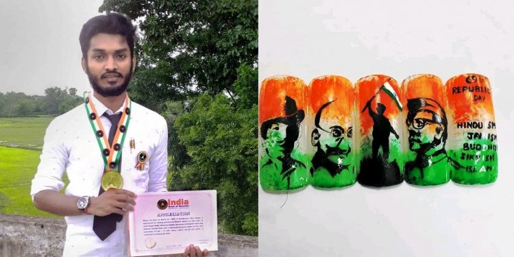 কৃত্রিম নখের ওপর ছবি এঁকেই তৈরি ইতিহাস! ইন্ডিয়া বুক অফ রেকর্ডসের ভাগীদার মন্তেশ্বরের ছাত্র