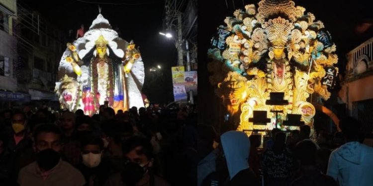 রাজার আদেশ রাজবাড়ি ঘুরেই ভাসান যাবে জগদ্ধাত্রী প্রতিমা, কিন্তু নেদেড়পাড়া এসবের ধার ধারেনা!