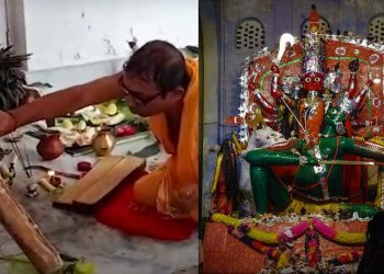 মা দুর্গা এখানে রক্তবর্ণা বড়দেবী! ময়না কাঠেই পুজো পান মহামায়া