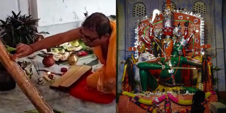 মা দুর্গা এখানে রক্তবর্ণা বড়দেবী! ময়না কাঠেই পুজো পান মহামায়া