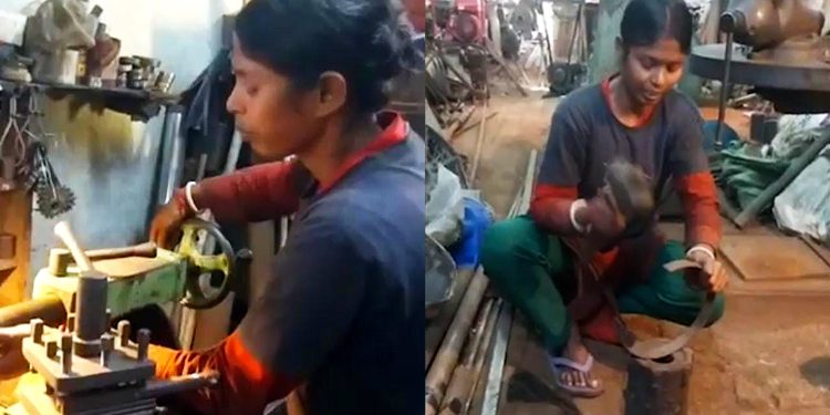 পিতৃতান্ত্রিক সমাজের ট্যারা নজর কাটিয়ে রিয়া আজ এক দক্ষ লেদ মিস্ত্রি!